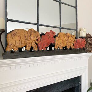 Carved Wooden Elephant Over the Door / Wall Hanging Bohemian Decor India